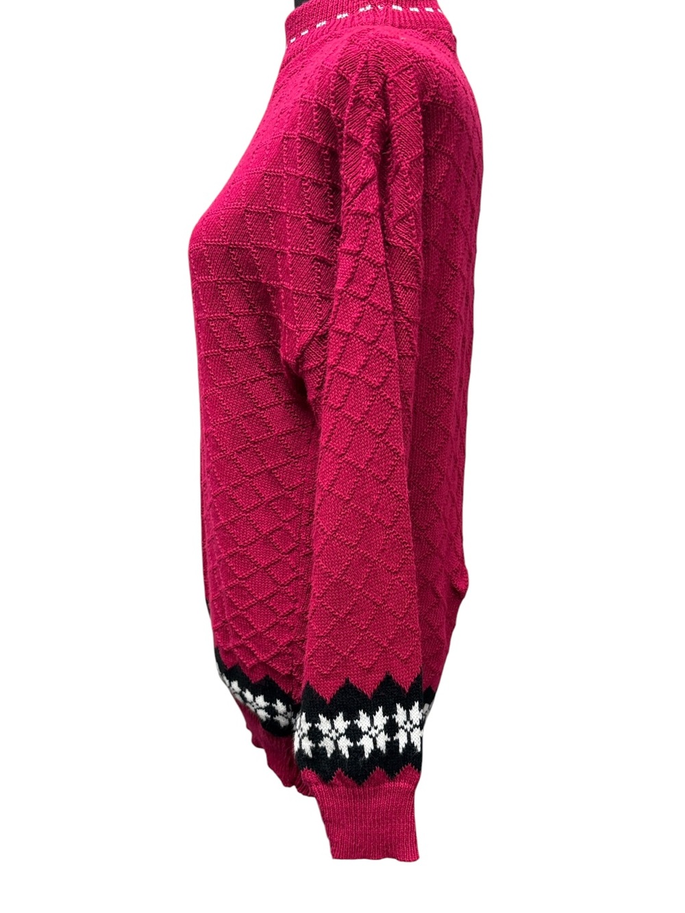 American Pride Vintage Red Fair Isle Nordic Knit Sweater Made in USA Medium - Picture 7 of 10